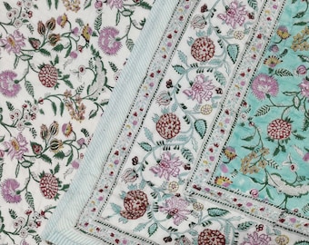 Hand Block Print Cotton Quilt: Reversible Jaipur Rajai