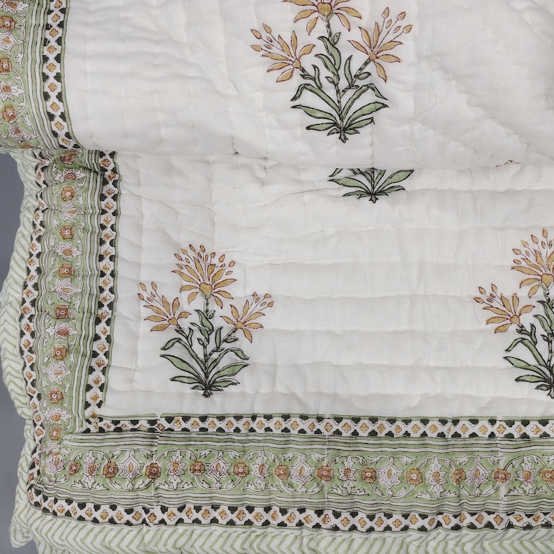 Cotton Quilt Block Print Bedding Set 1 PCS Bed Sheet / 2 Etsy