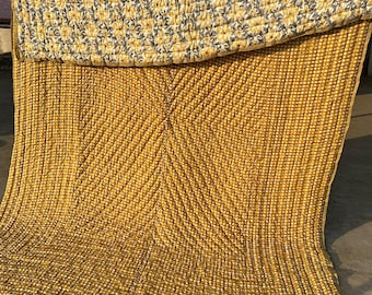 New Block Printed Floral Cotton Quilt: Sunshine Blooms Garden Floral Bedding