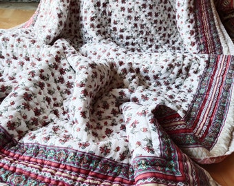 Block Printed Jaipur Quilt/ Handmade Jaipur Quilt/ Reversible Cotton Quilt/ Double Bed Jaipur Quilt/ Block Printed Quilt
