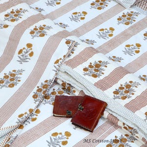 Handmade Block Print Cotton Quilt: Reversible Indian Buta Design