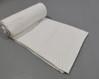 Hand Block Print Cotton Quilt: Hand Stitched Bedspread, US Queen