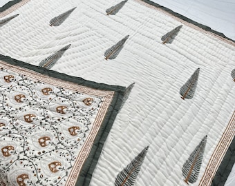 Hand Block Print Cotton Dohar: Reversible Lightweight Summer Quilt