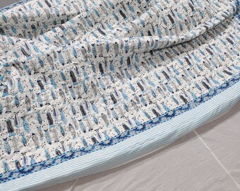 Indian Kantha Quilt: Reversible Hand Block Print Bedspread
