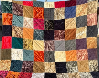 New Patchwork Velvet Cotton Queen Quilt: Hand Stitched Block Print