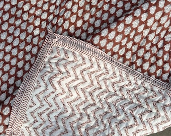 Traditional Jaipuri Razai, Hand Block Printed Zig-zag pattern Quilt, Lightweight Soft Quilt,