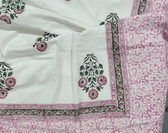 Hand Block Print Cotton Dohar: Reversible AC Blanket