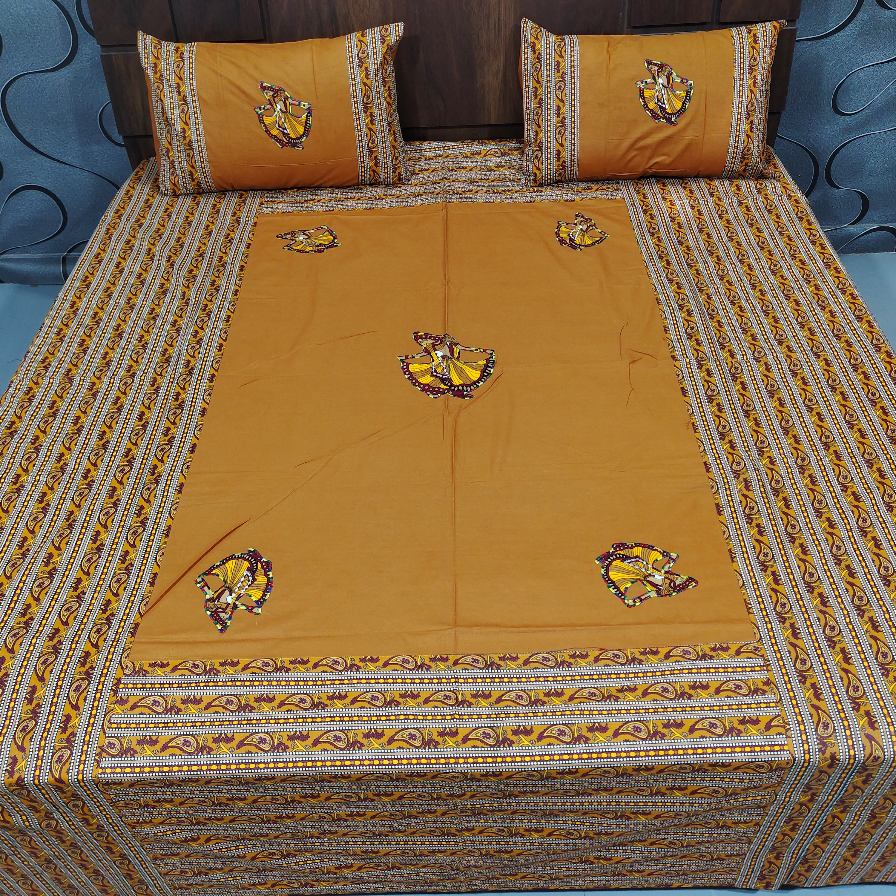 Rajasthani Print Flat Sheets Queen Size Cotton Soft Bed Sheets