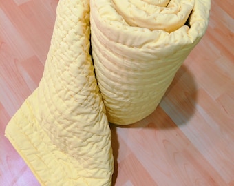 Handmade Indian Cotton Quilt: Hand Block Printed Reversible Bedspread