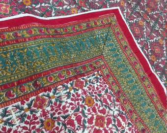 Hand Block Print Queen Quilt: Reversible Multi Color Bed Cover