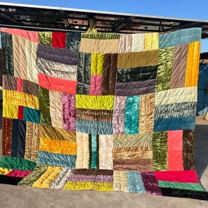 Trapunta patchwork in velluto cucita a mano: biancheria da letto matrimoniale reversibile in cotone