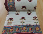 Mansoori sankhla cotton works block print cotton fabric quilt, boho flower print quilt, queen size for bedding, blanket and throw