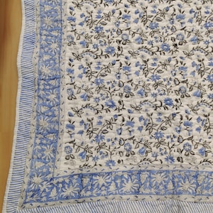 Handmade Indian Queen Cotton Quilt: Reversible Floral Bedspread