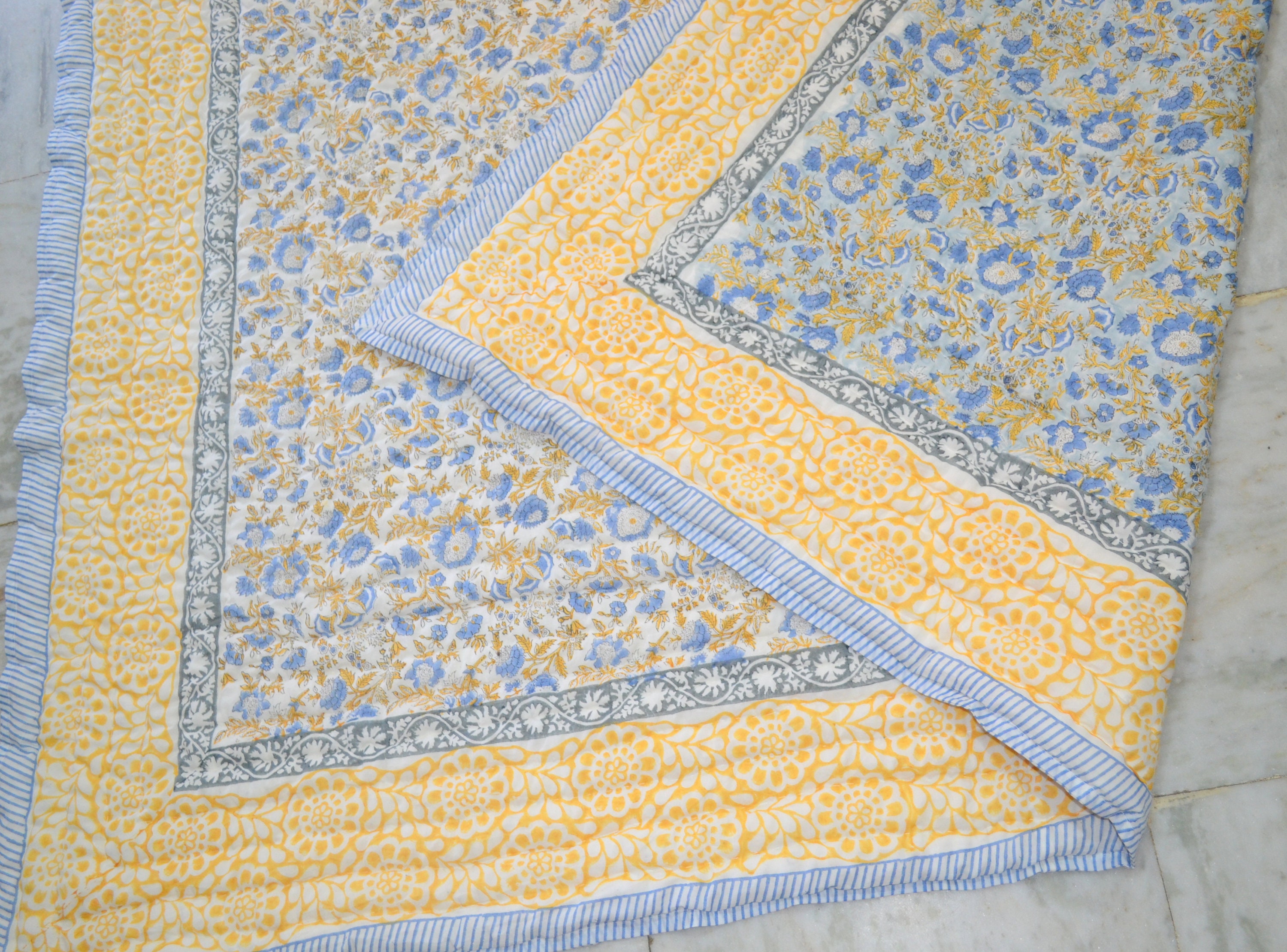 Hand Block Print Quilt Floral Reversible Quilt Home Decor Etsy