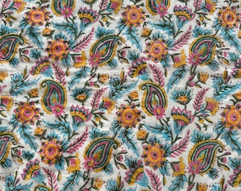 Rajasthani Handcrafted Cotton Quilt | Vibrant Floral & Paisley Block Print | Lightweight Reversible Bed Cover Blanket