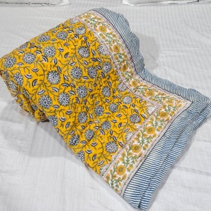 Floral Baumwolle Quilt: Hand Block Print Bettwäsche, Queen-Size