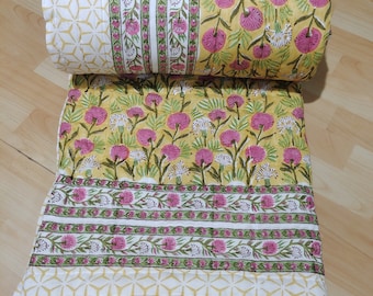 Indian Handmade Queen Reversible Cotton Quilt, Bedspread, Bed cover, Bohemian Bedspread, Boho Quilt, Bedding, Coverlet