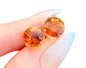 Twilight Topaz Stud Earrings: 14k Gold November Birthstone