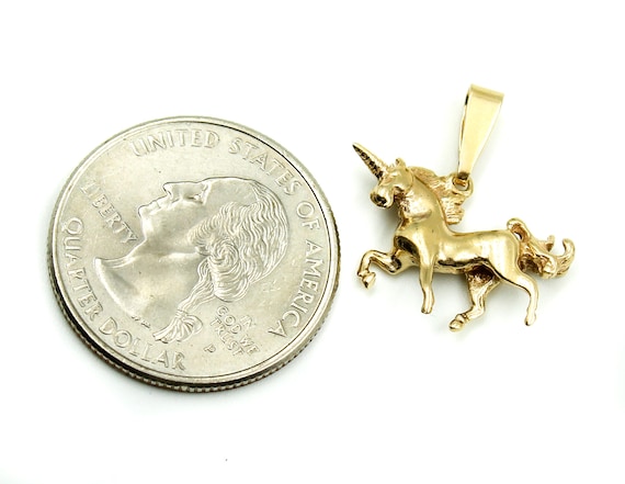 Unicorn Solid 14k Yellow Gold Charm Pendant 2.7 g… - image 4