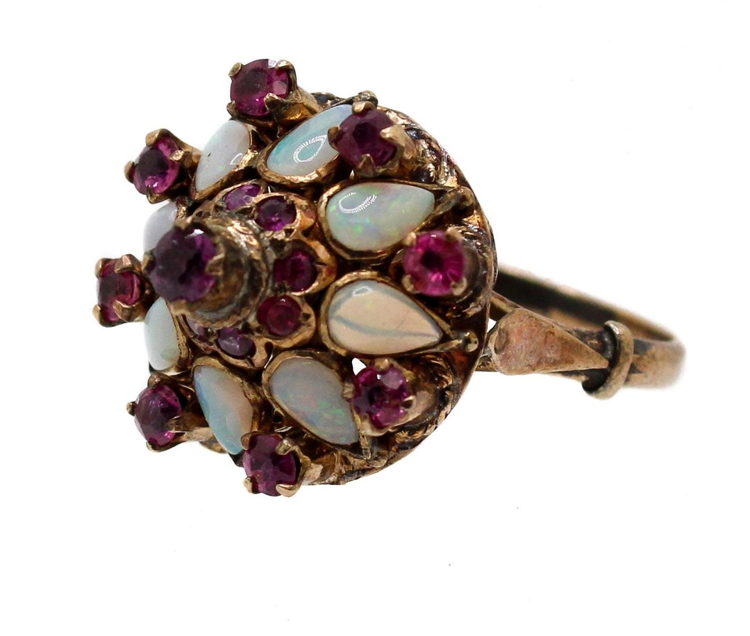 Vintage Thai Princess Harem Ring Opals & Pink Topaz 10K Gold - Etsy