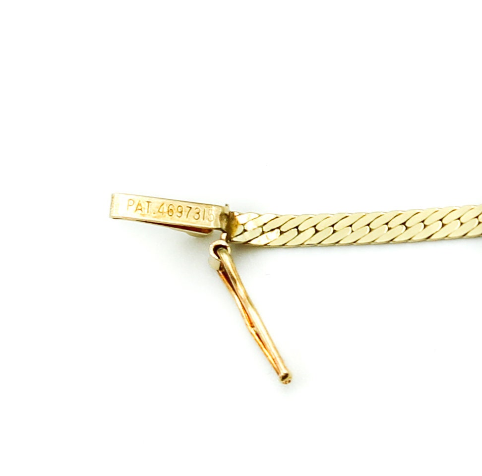 Vintage 14K Gold Pink Sapphire Diamond Pat. 4697315 Herringbone