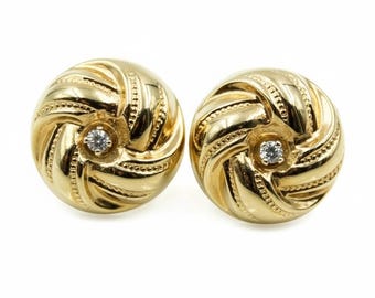 14k Yellow Gold Round CZ Small Lightweight Stud Earrings