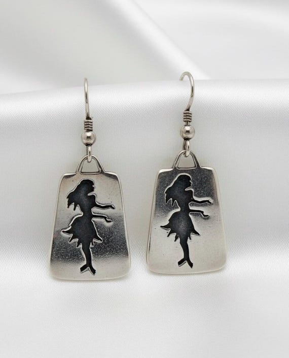Vintage Sterling Silver 925 Signed Dangle Earring… - image 1