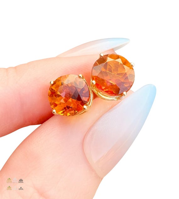 Twilight Topaz Stud Earrings: 14k Gold November Birthstone