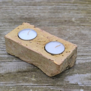 Brick tealight holder for two candles