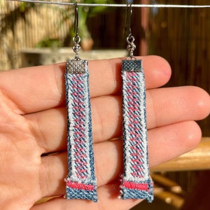 Denim upcycled earrings, exclusive handmade designer pieces!