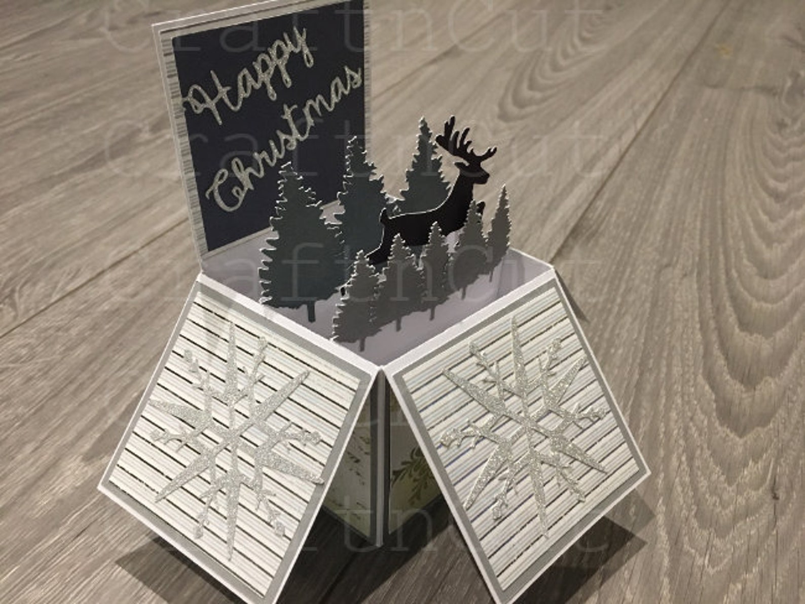 Deer Christmas Box Card - Etsy UK