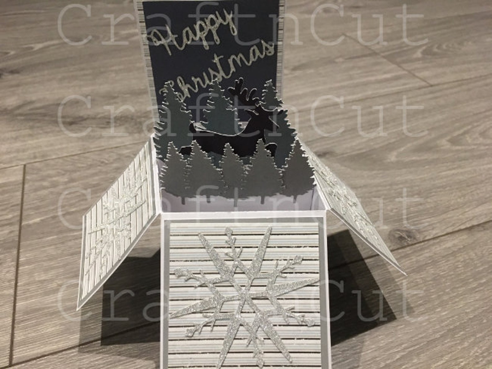 Deer Christmas Box Card - Etsy UK