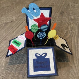 Cartão de caixa de aniversário de filho SVG