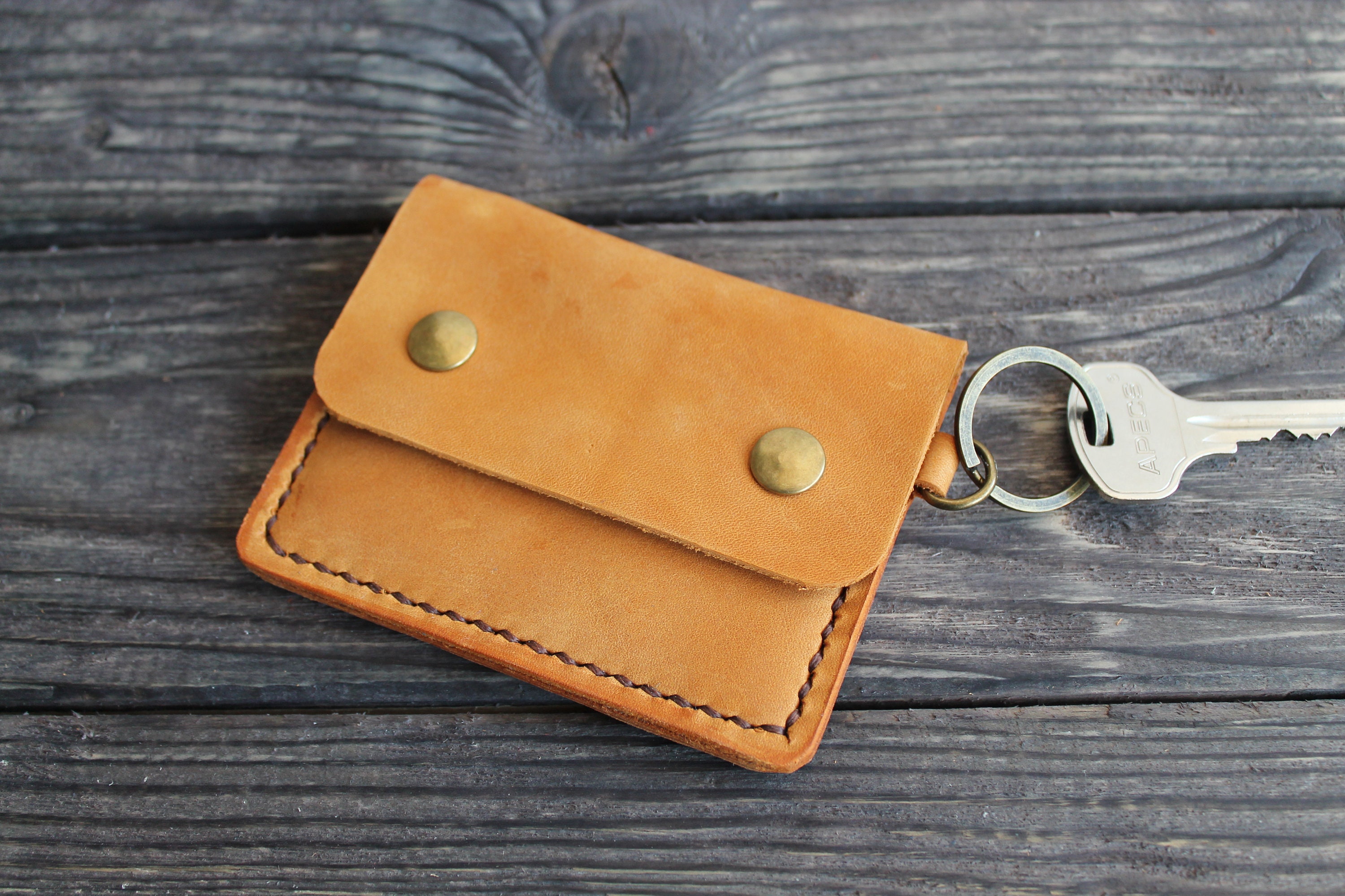 Keychain wallet id wallet keychain Leather id keychain Etsy