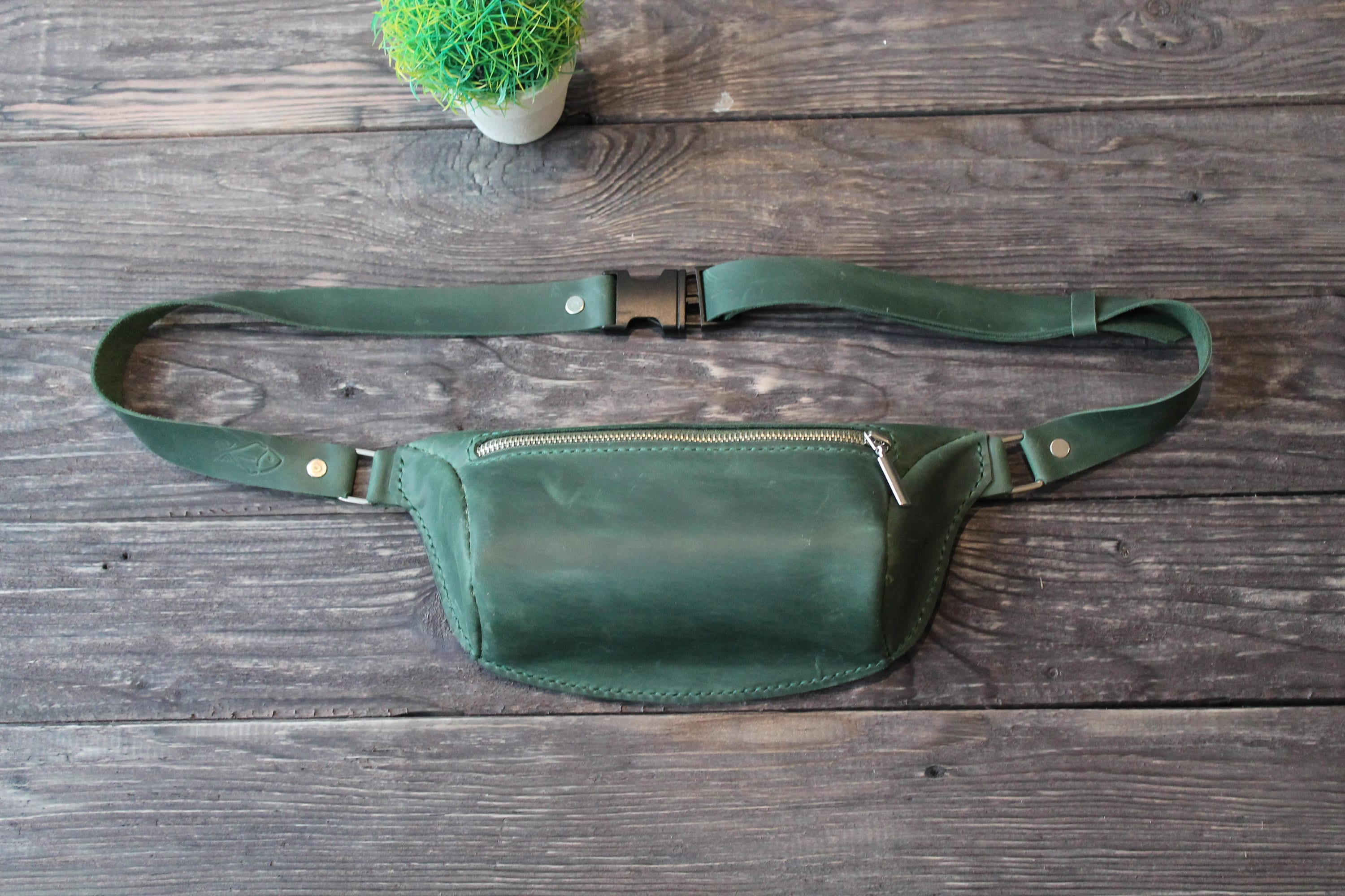 Leather fanny pack green fanny pack belt bag hip bag green Etsy