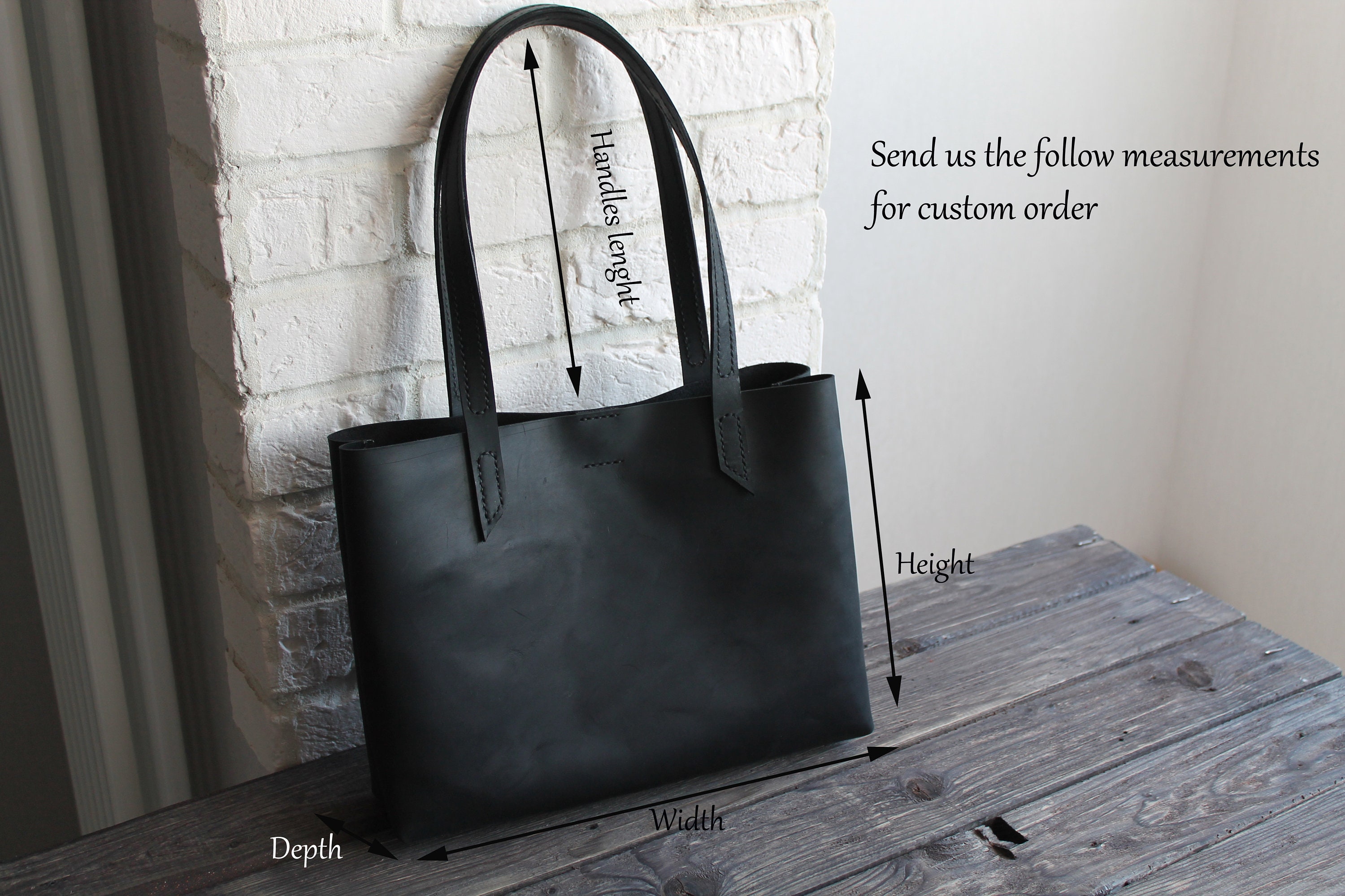 Black Leather tote bag black tote bag shoulder tote bag | Etsy