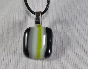 Agender Pride Fused Glass Pendant on Black Cord 20 inch Necklace LGBTQIA+  #123