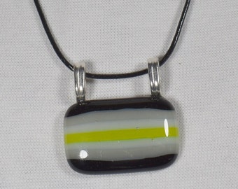 Agender Pride Fused Glass Pendant on Black Cord 18 inch Necklace LGBTQIA+