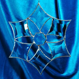 Handmade Stained Glass Snowflake Suncatcher Hexagonal Center Beveled Glass Rainbow-Maker