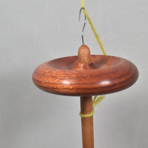 2 oz Bloodwood and Cherry Top Whorl Drop Spindle  Stainless Steel Hook Handmade in the USA  57g Satine