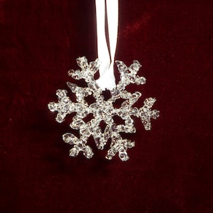 2 1/2 Inch Handmade Fused Glass Snowflake Ornament or Sun Catcher  Clear