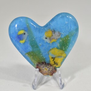 Pocket Aquarium Heart made from Fused Glass  - Handmade in Bothell WA