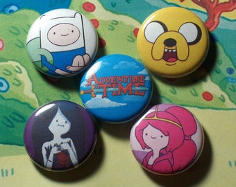 Adventure Time w/ Finn & Jake Set of 6 Buttons-Pins-Badges Ice King Party Favors 