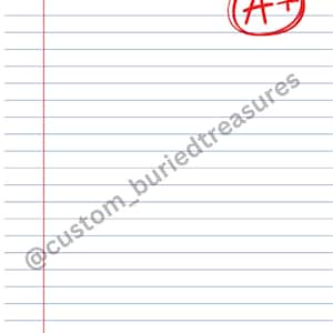 Puede incluir: Una hoja de papel blanco con líneas y un círculo rojo alrededor de la calificación "A+" en tinta roja.