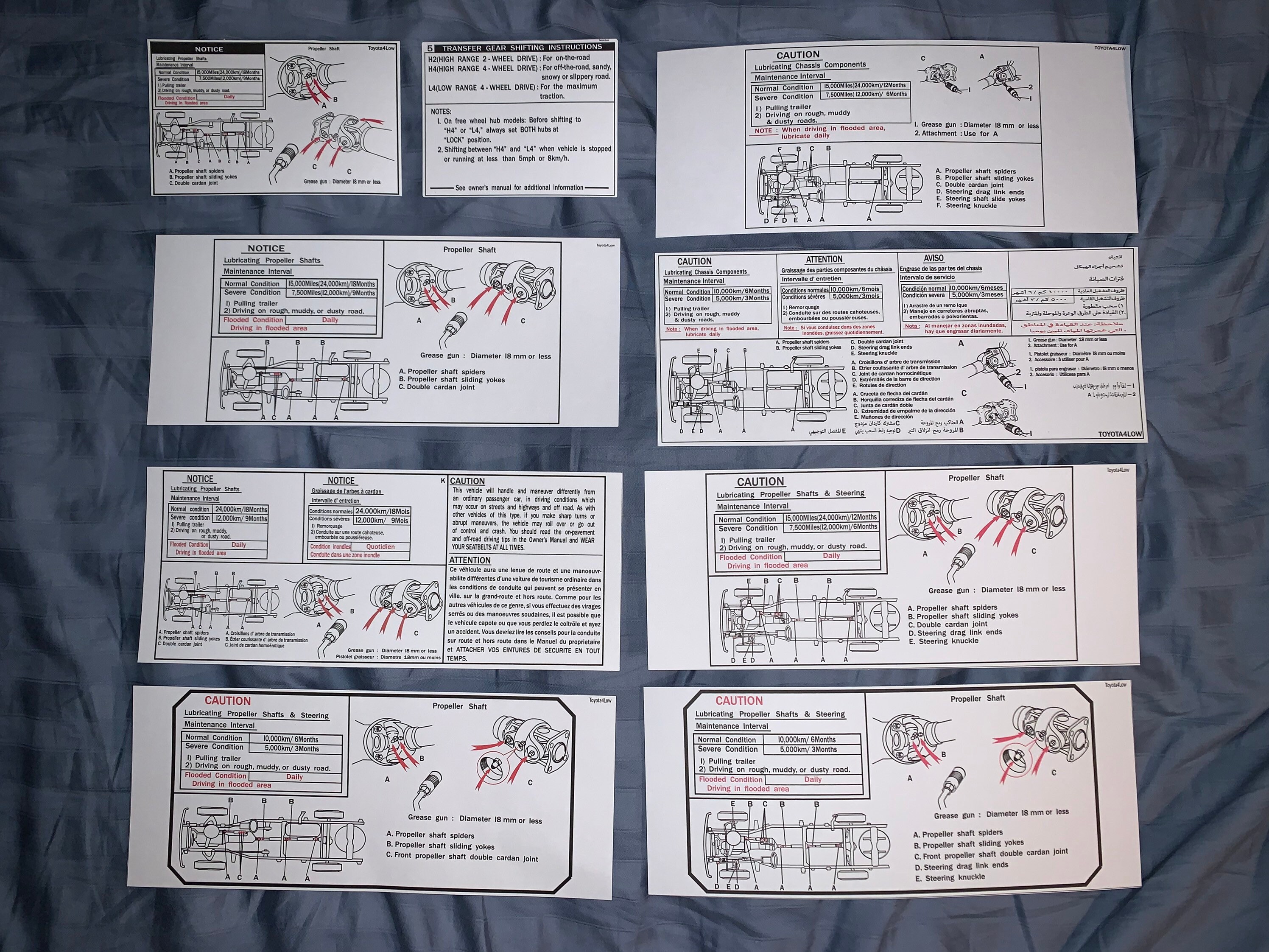 Toyota Pickup and 4runner Chassis Lube Grease Instructions Sun