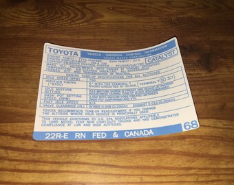 1984-1988 Toyota Pickup / 4runner Fuse Box Decal – 22R/RE, 15a V2 Repro