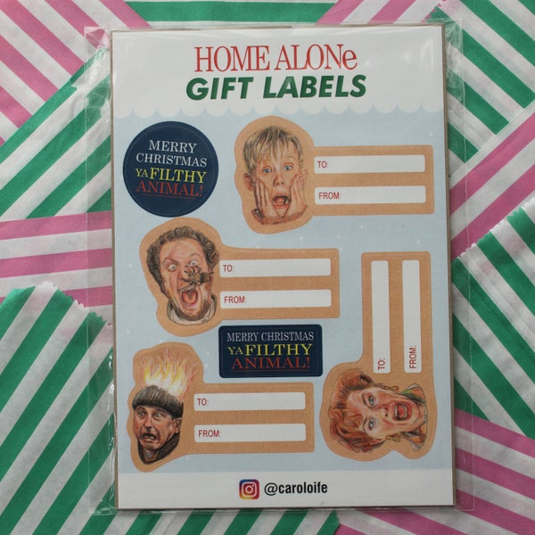 Home Alone sticky gift labels