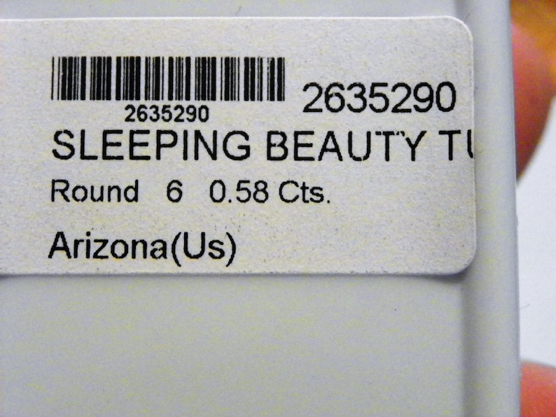 Sleeping Beauty Turquoise loose gemstone 6mm round .58 ct in plastic case