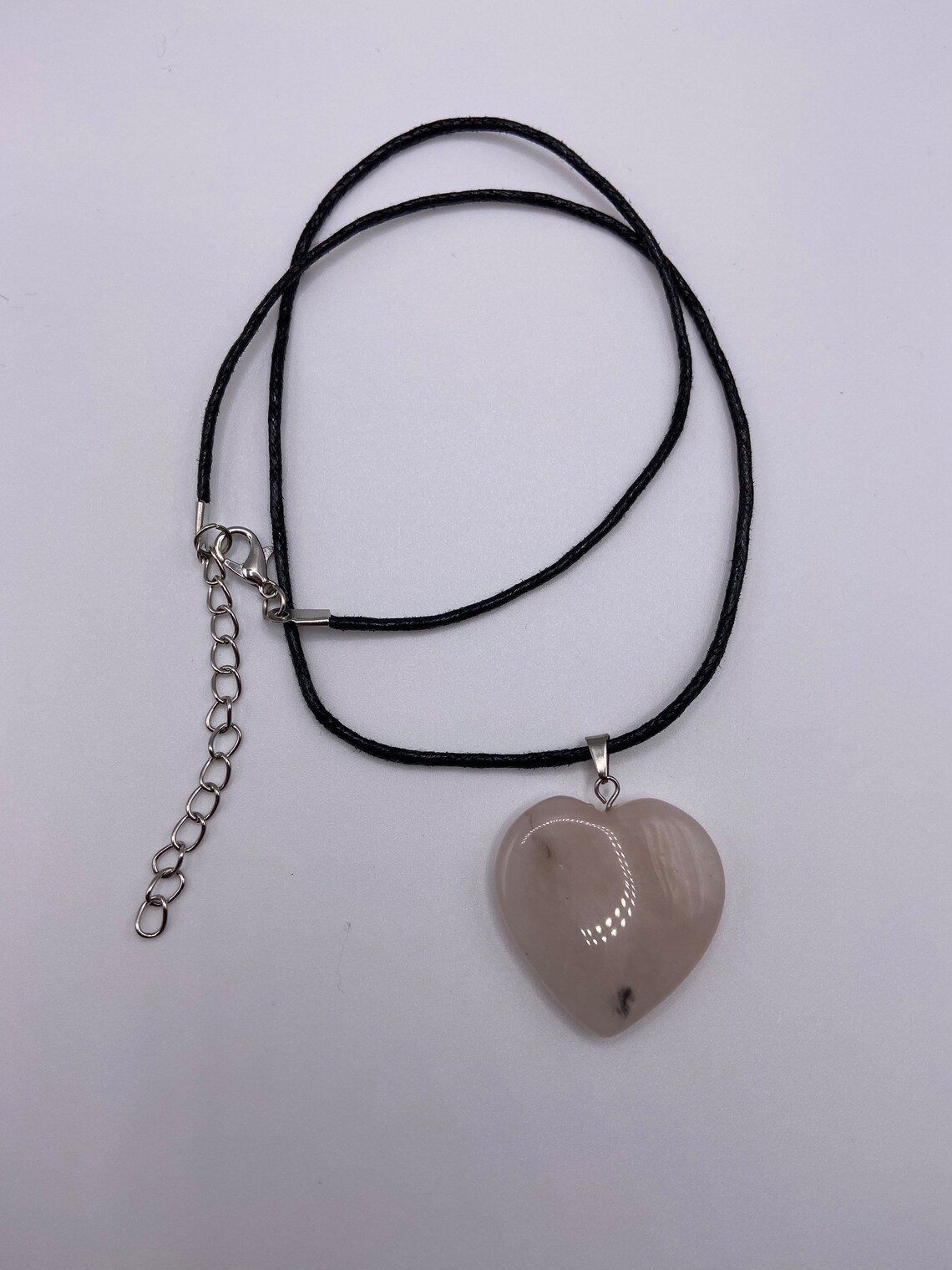 Stone Heart Pendant Necklaces Black Cord Pendant Necklace Etsy