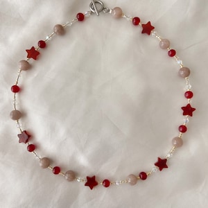 The “Grayce” necklace! | gold beaded necklace | red star necklace |
